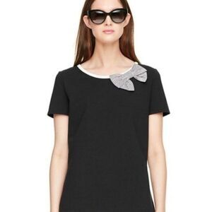Kate Spade Broome Street Black/White Bow Stretch T-Shirt Size S